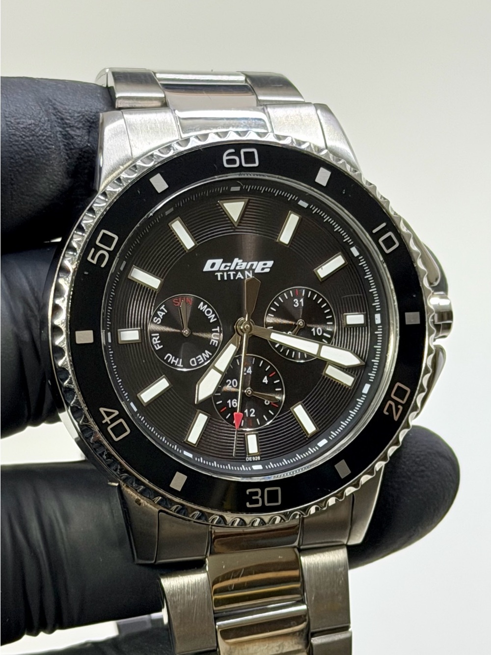 Titan Octane Calendar 90040KCA31 Black Dial Silver Stainless Steel 43mm Watch